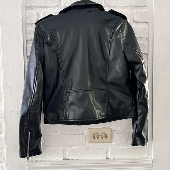 Nine West Vegan Leather Asymmetrical Zip Jacket - Picture 4 of 5